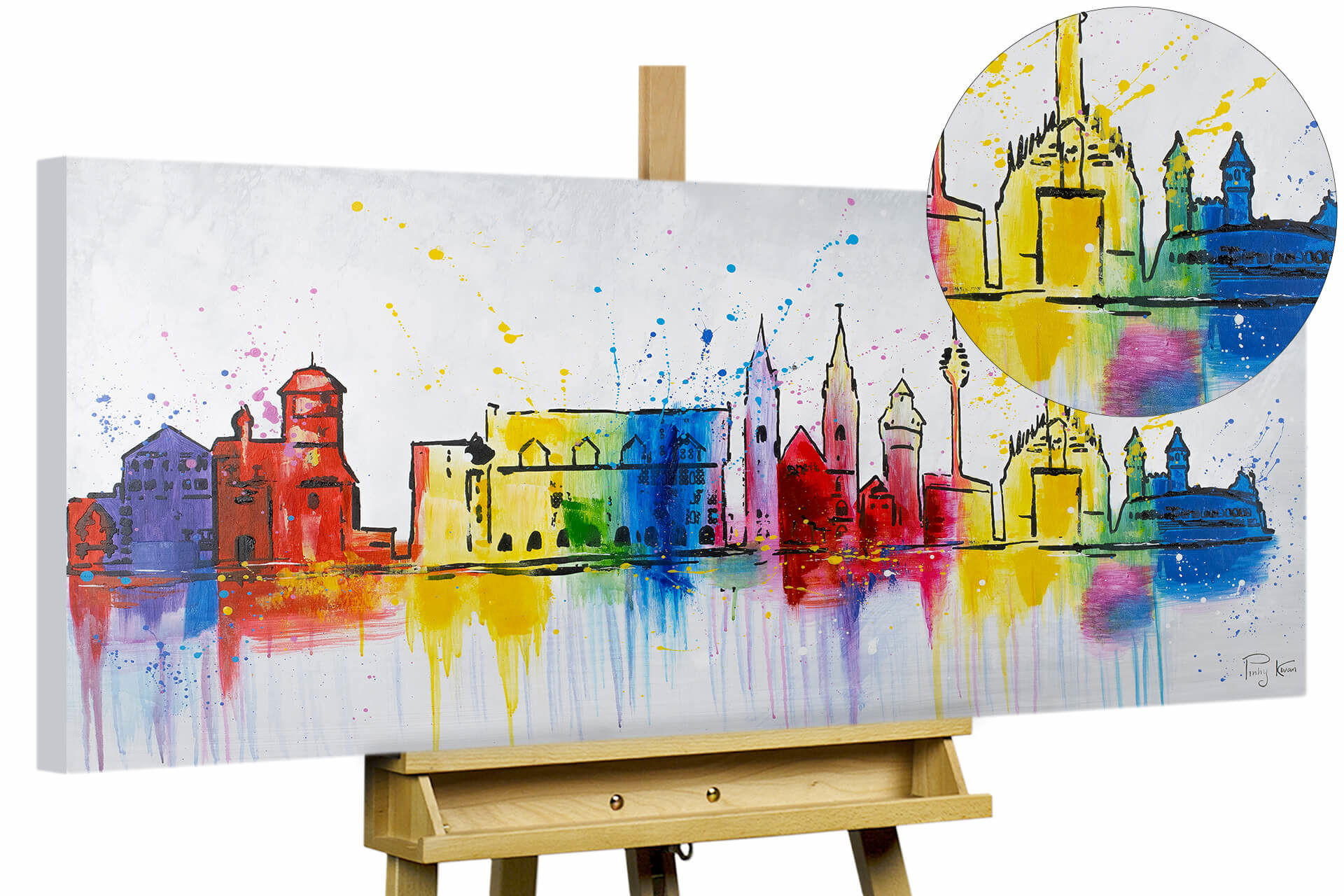 ACRYLBILD HANDGEMALT 120/60 cm - Multicolor/Grau, Holz/Textil (2/60cm) - KUNSTLOFT