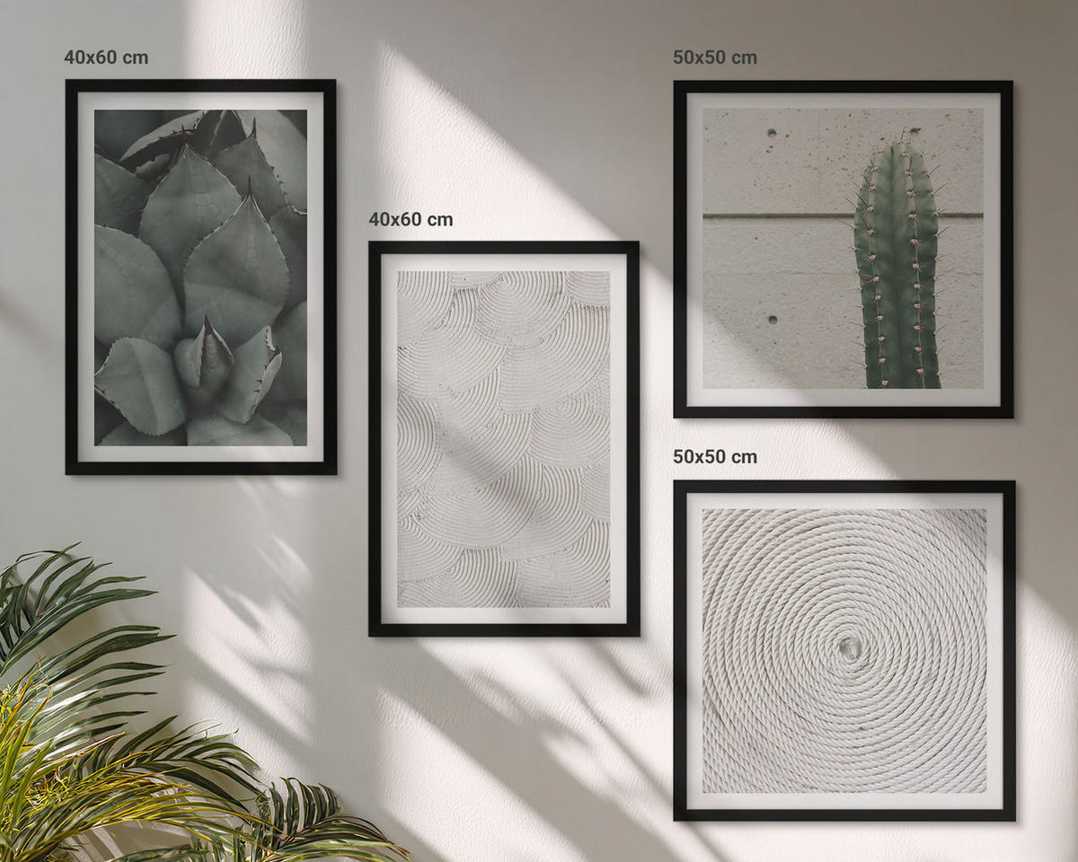 WANDBILDER 4er-Set - 50x50 cm & 40x60 cm Schwarzer Rahmen - Sommerliche Texturen aus den Tropen - Schwarz, Kunststoff (50/50cm) - ArtPrintCave