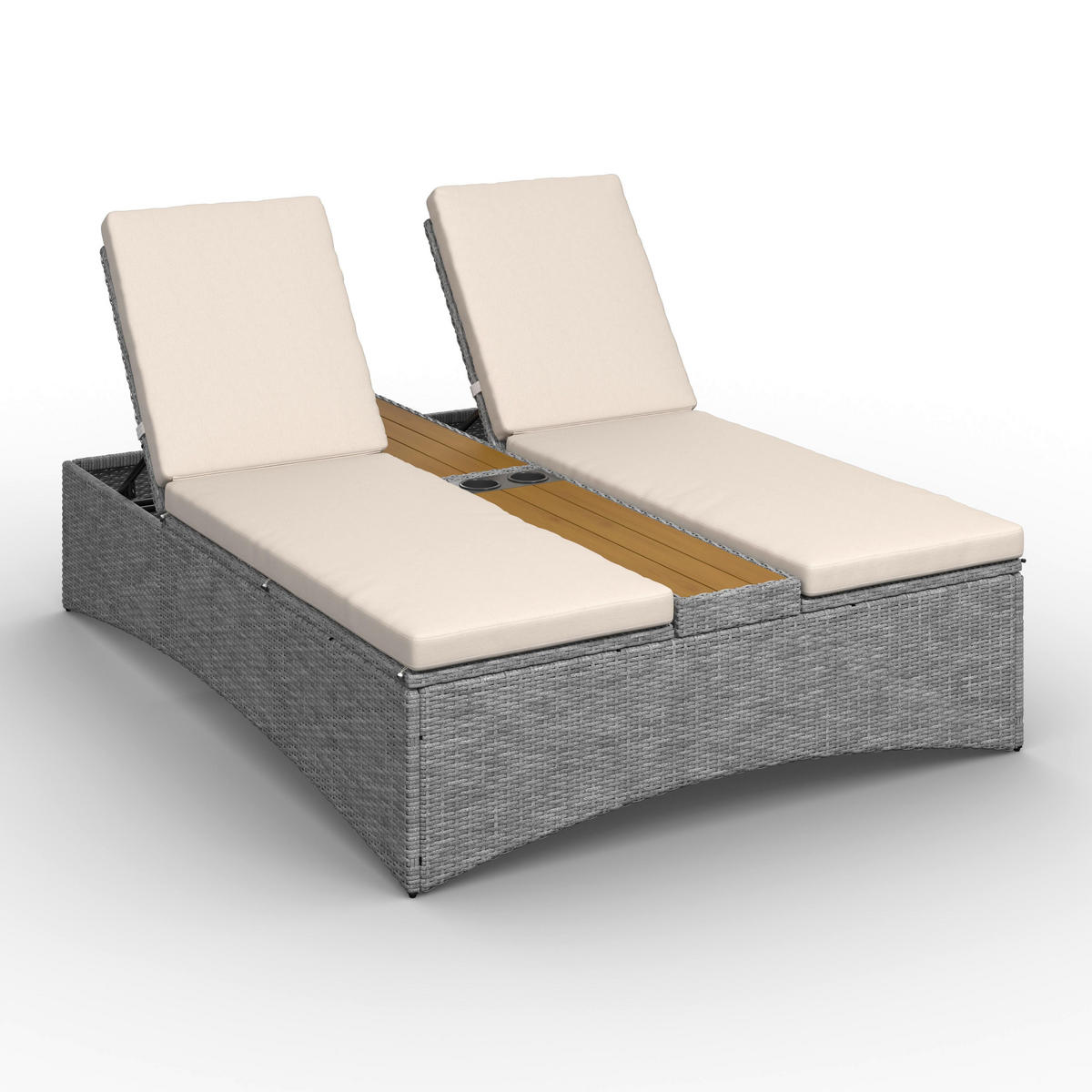 GARTENLIEGE Monero Creme Holz/Metall/Kunststoff - Creme, Holz (1/155/150cm)