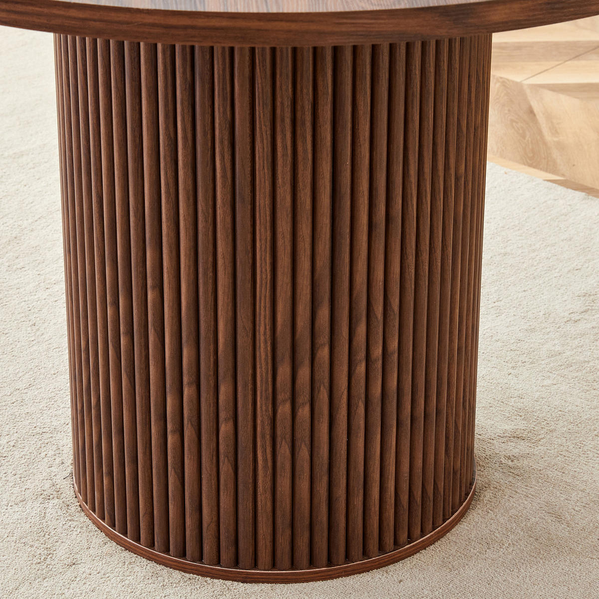 ESSTISCH 100/100/76 cm Walnuss MDF Rundtisch mit Stauraum im Tischbein - Walnussfarben, Holzwerkstoff (100/100/76cm) - OKWISH