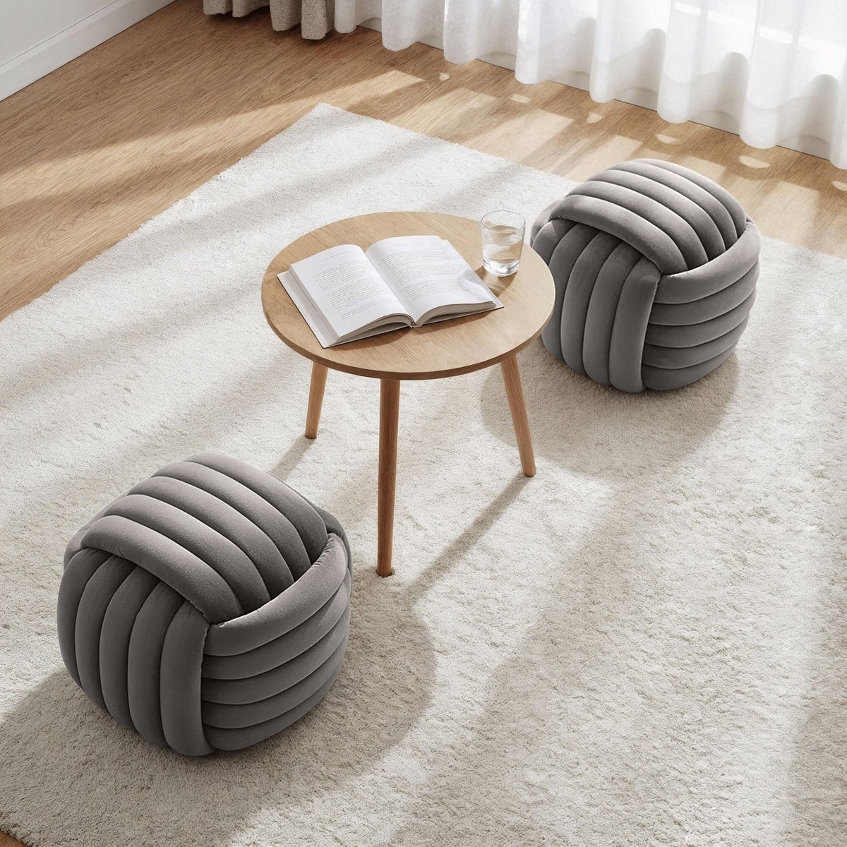 SITZHOCKER NILO, Grau, T53xB50xH43 - Grau, Holz (50/43/53cm) - Milordbikes