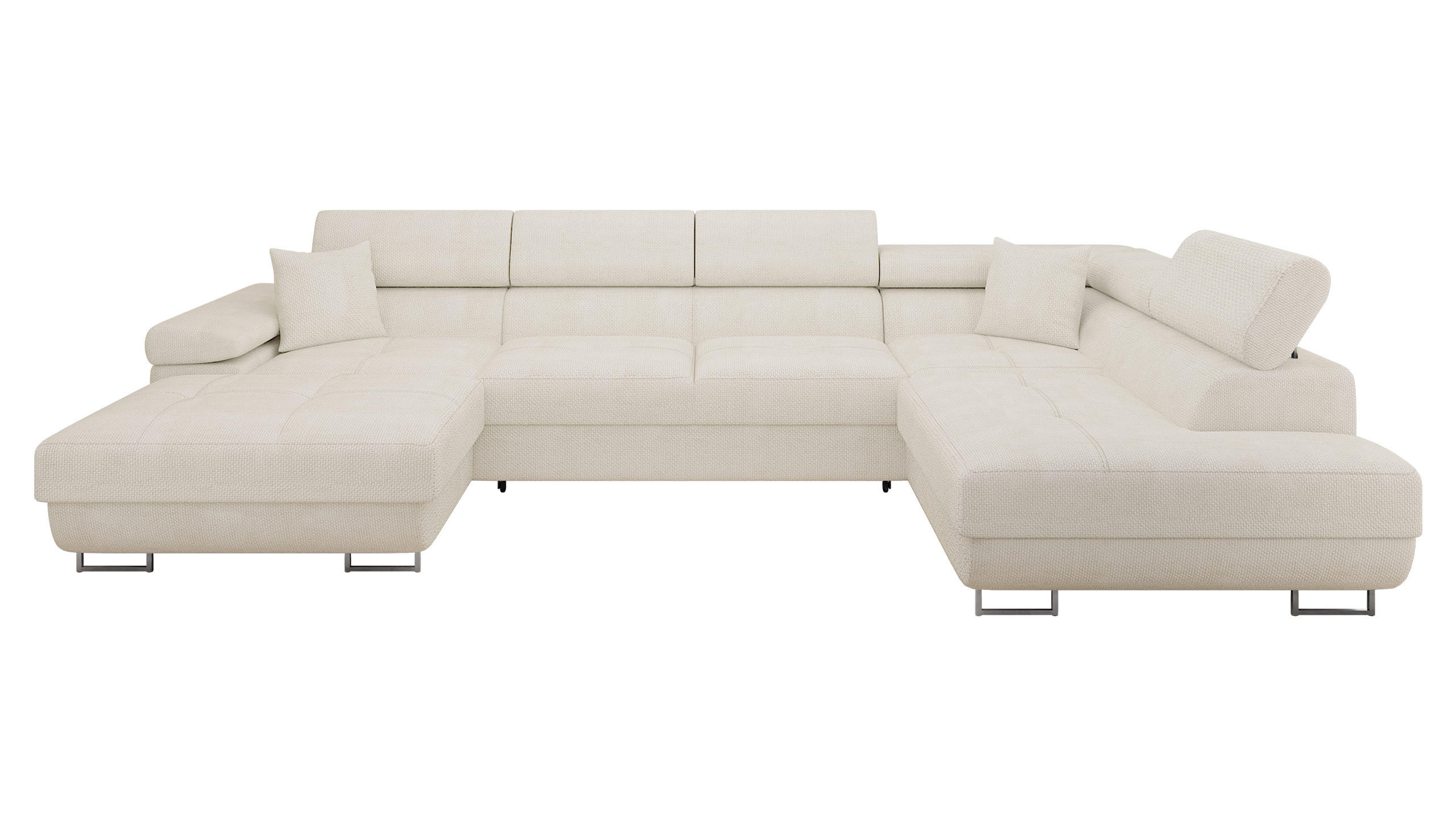 WOHNLANDSCHAFT Torezio Bis, Seite: Rechts - Ecru, Holz/Textil (346/90/203cm) - MIRJAN24