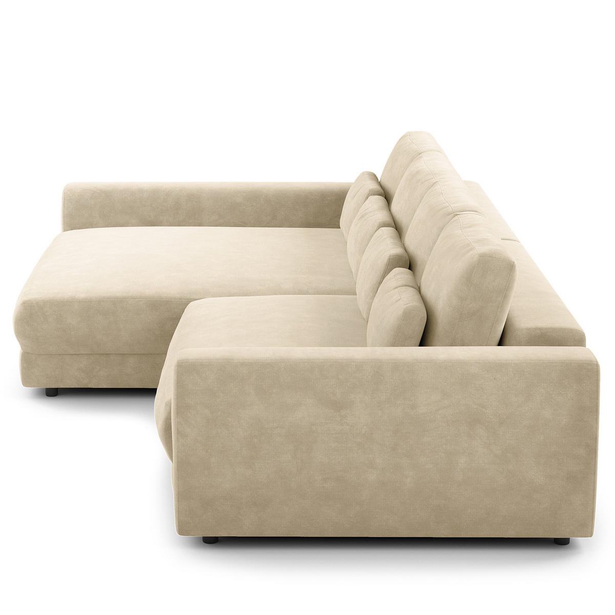 ECKSOFA mit XXL-Longchair - Schwarz/Weiß, Kunststoff/Textil (323/182cm) - home24