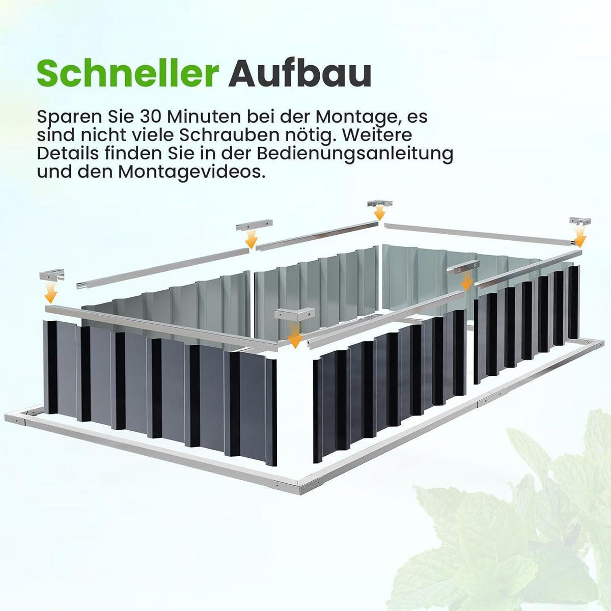 HOCHBEET Metall 174 x 90 x 30 cm Grau - Grau, Metall (91.4/30.5/172.7cm)