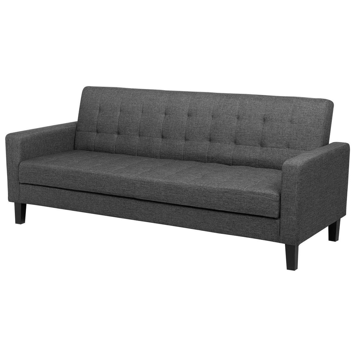 3-SITZER-SCHLAFSOFA Polsterbezug Dunkelgrau Vehkoo - Dunkelgrau, Textil (200/86/77cm) - Beliani