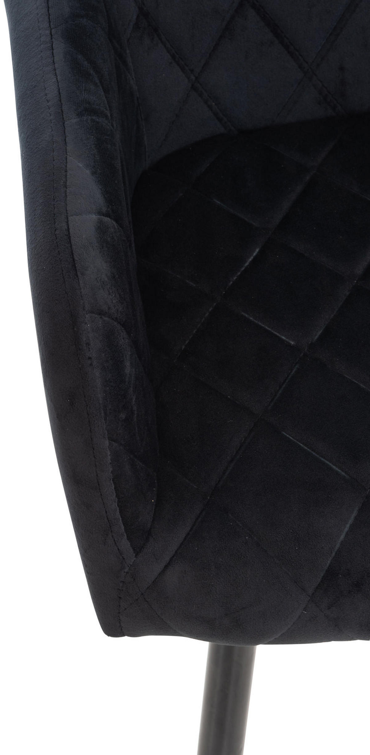 ESSZIMMERSTUHL Shyva Samt, Gestell Metall matt Schwarz Schwarz - Schwarz, Textil/Metall (47/84/44cm) - TPFLiving
