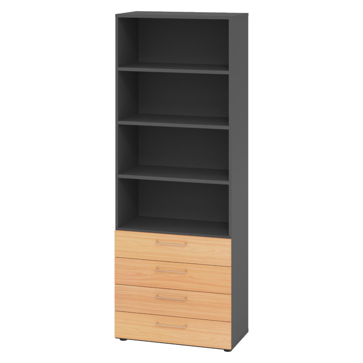 REGAL - 4 Schübe 42/80/215,6 cm in Graphitfarben/Buchefarben - Buchefarben/Graphitfarben, Holzwerkstoff (80/215.6/42cm) - bümö