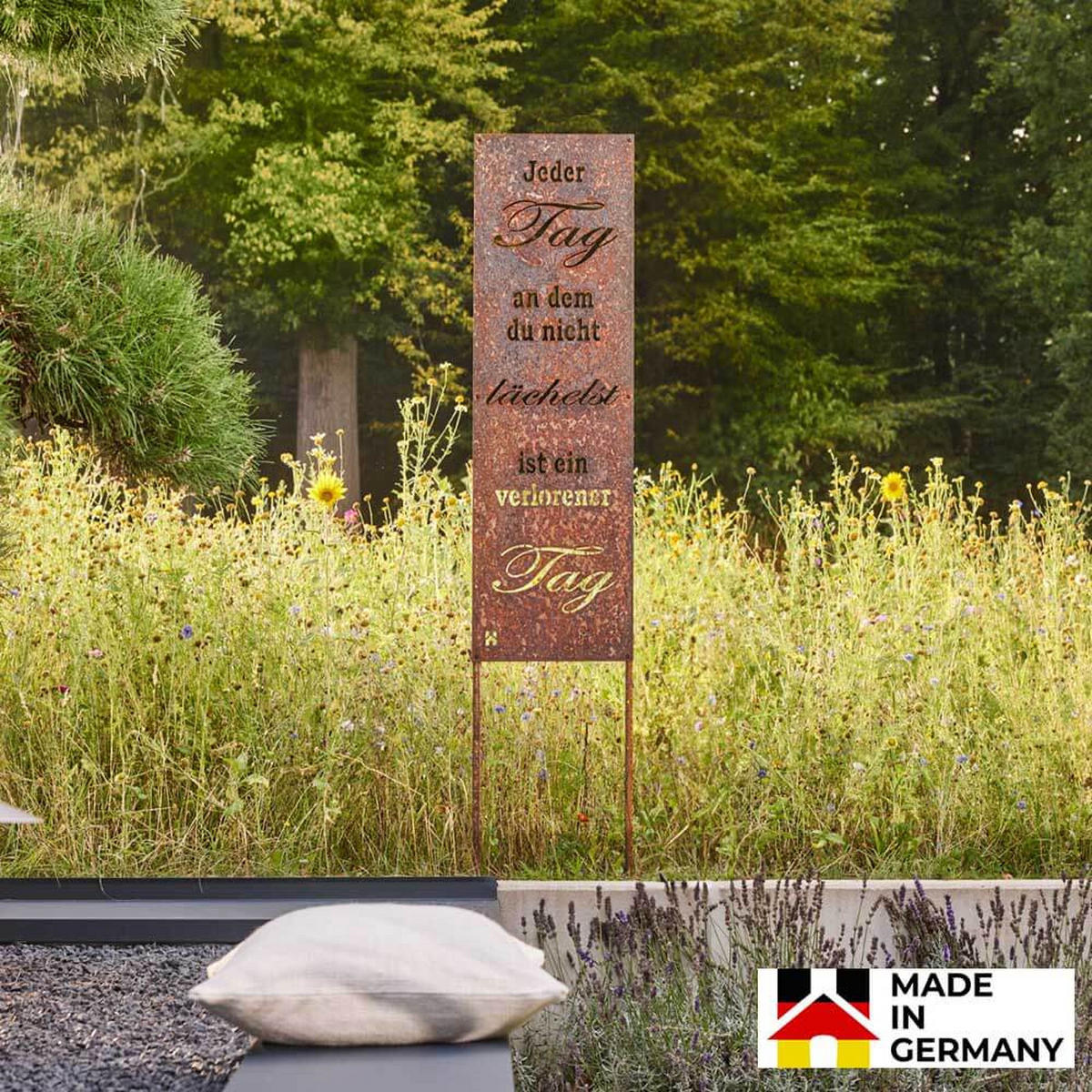 GARTENSTECKER TAG OHNE LÄCHELN - Orange, Metall (9cm) - Home Deluxe