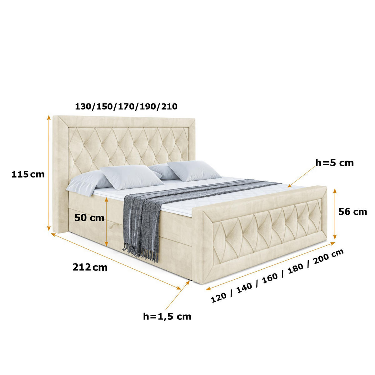 BOXBETT NOEL-Z - 120 x 200 - H3 - Beige - Beige, Holzwerkstoff (120/200cm) - ALTDECOR