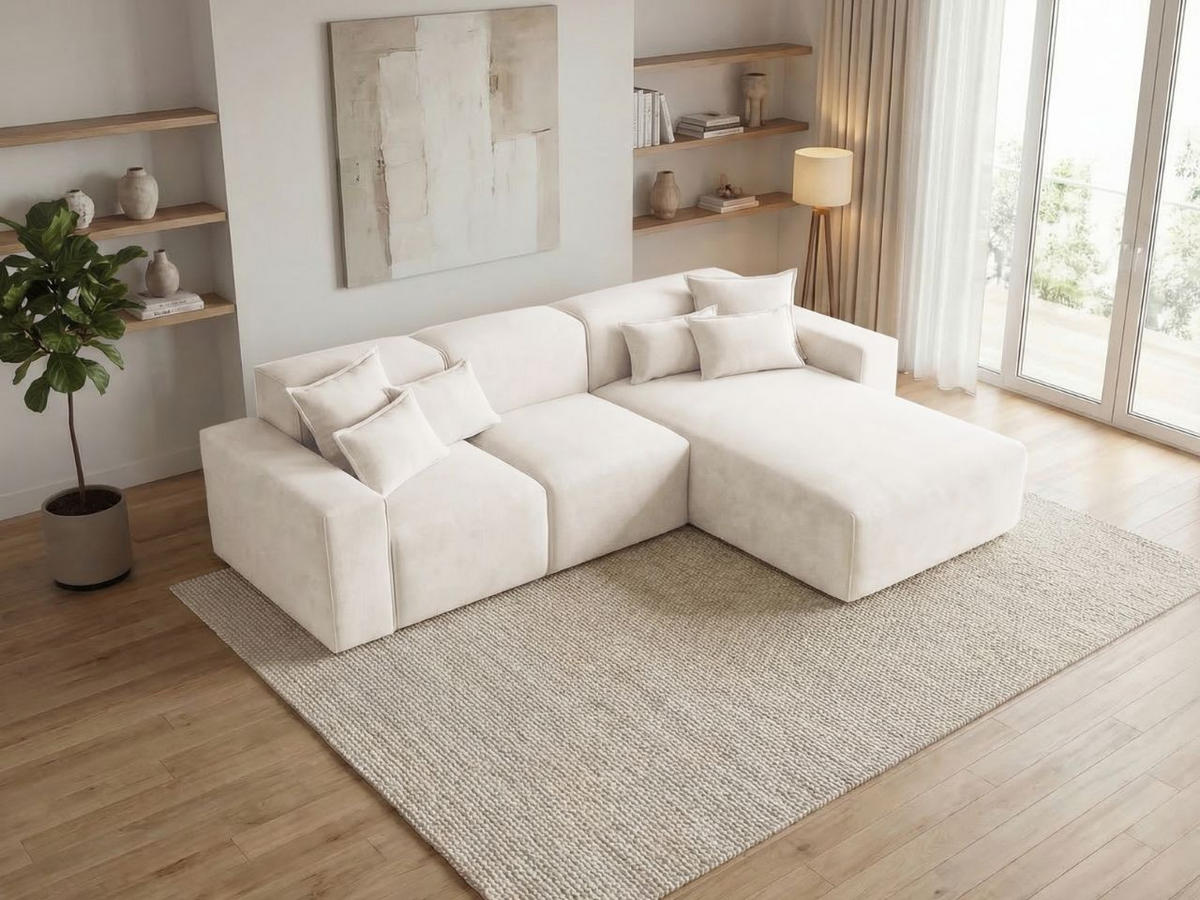 ECKSOFA Leni Creme Rechts - Creme, Holz/Textil (180/265cm) - Graingold