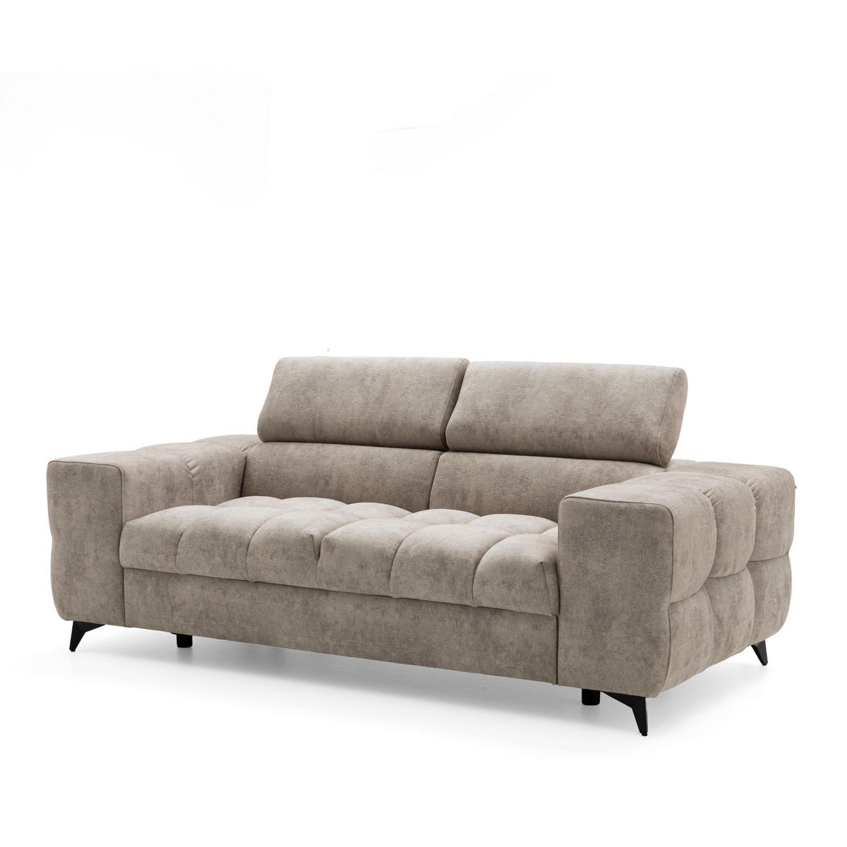 2-SITZER Sofa PUDDING 209 cm Velours Beige - Beige/Schwarz, Holz/Textil (209/93/100cm) - Muffo