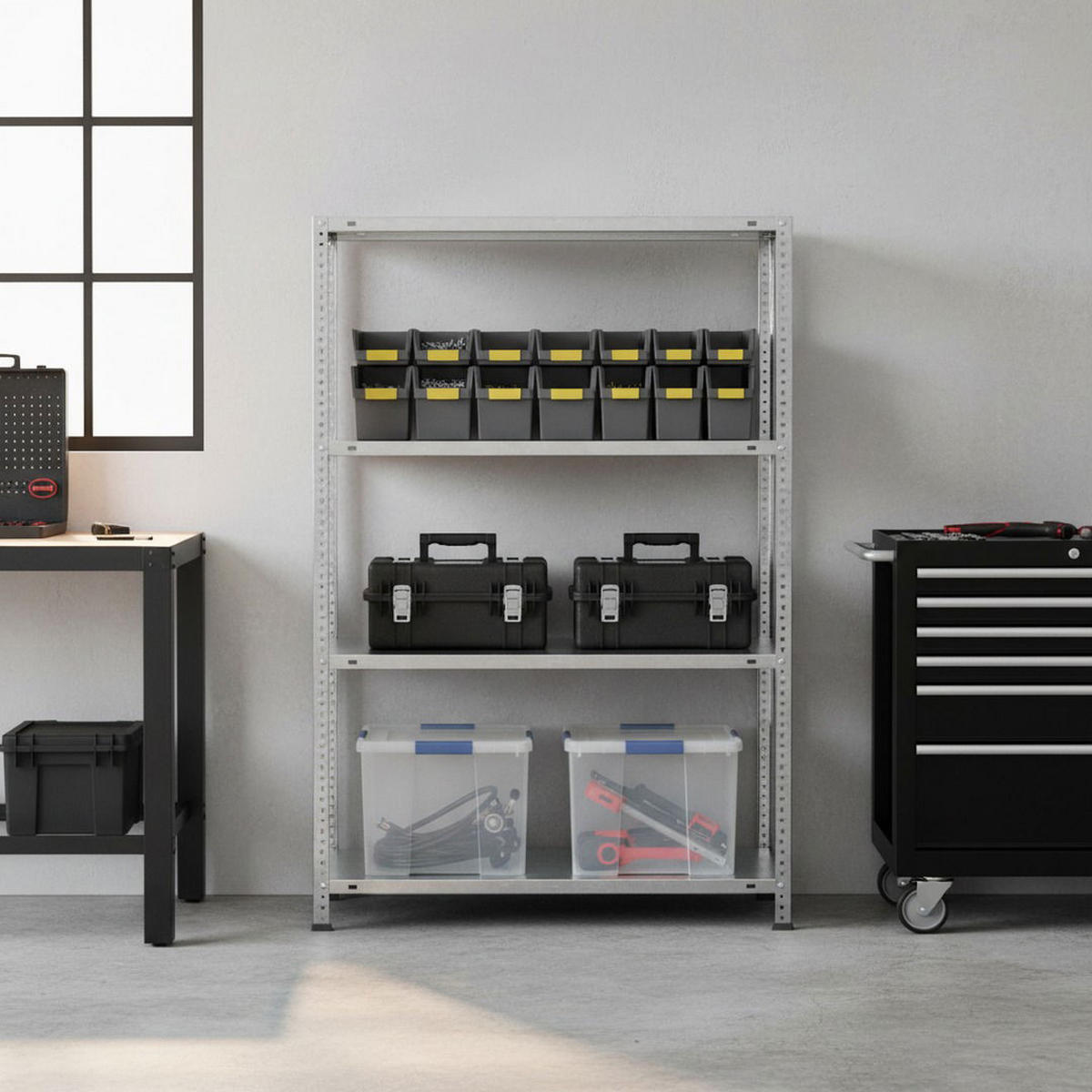 SCHRAUBREGAL PANDA MID | HxBxT 150x80x30cm | 4 Fachböden | Fachlast 75kg | Verzinkt - Silberfarben, Metall (80/150/30cm) - PROREGAL