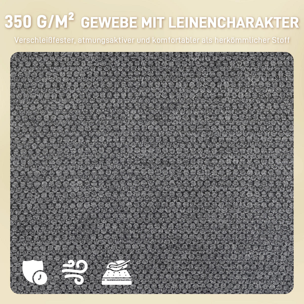 ESSZIMMERSTUHL 360° Drehbar Küchenstuhl mit Leinenbezug, Ergonomisch Grau - Schwarz/Grau, Textil/Metall (63/93/57cm) - HOMCOM