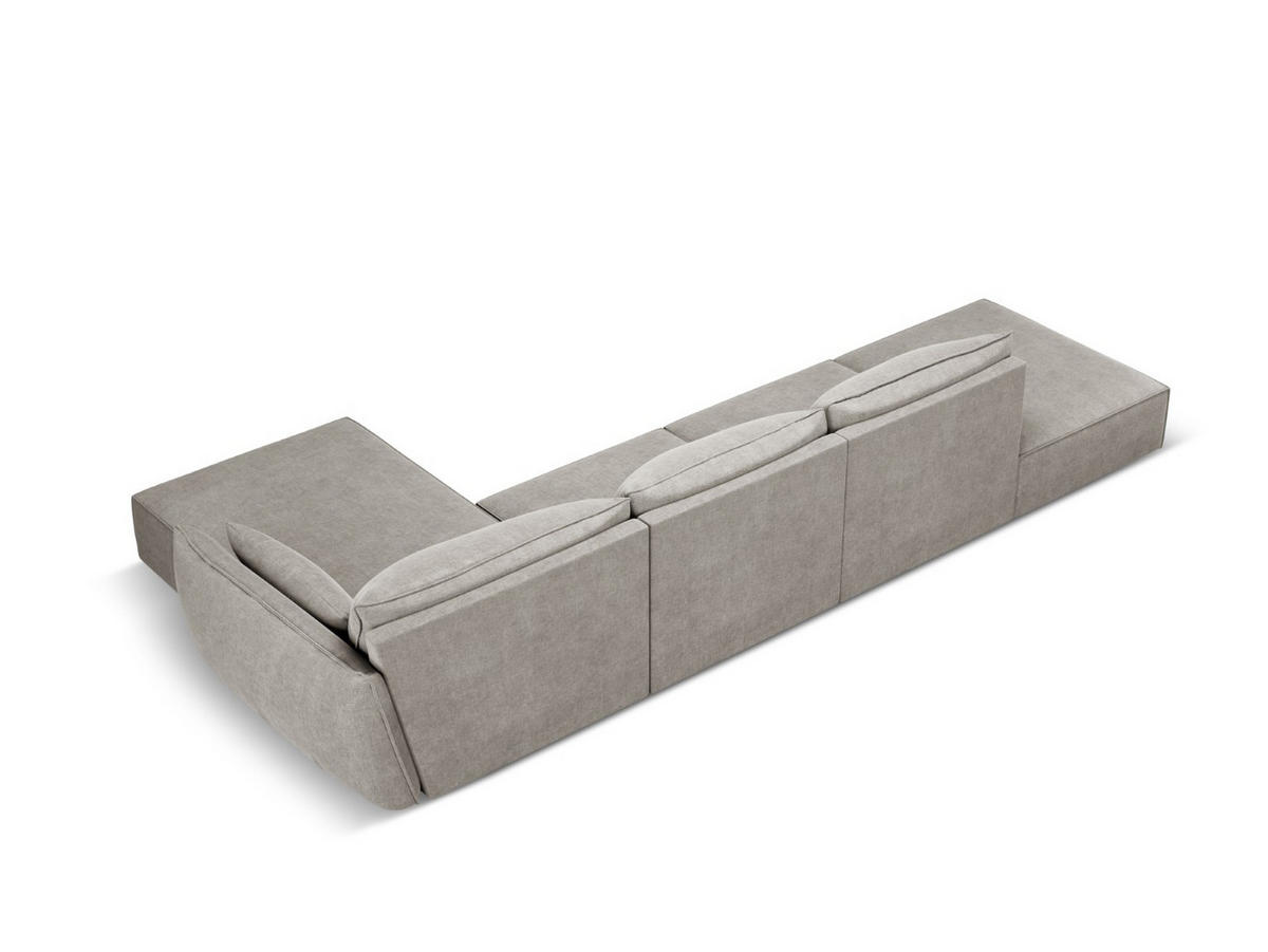 ECKSOFA rechts Kaelle aus Chenille-Stoff hellgrau 5 Sitzplätze - Hellgrau, Textil (171/364cm) - Micadoni