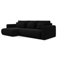ECKSOFA mit Schlaffunktion Samt Stoff Schwarz - Schwarz, Kunststoff/Textil (149/278cm) - LaMiaSofa