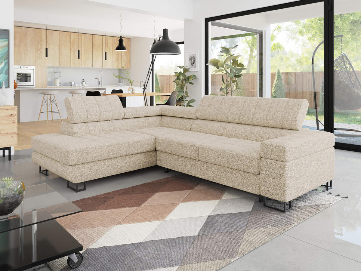 COLTAR Laris Premium, Stanga - bej/negru, material textil/lemn (271/203cm) - MIRJAN24