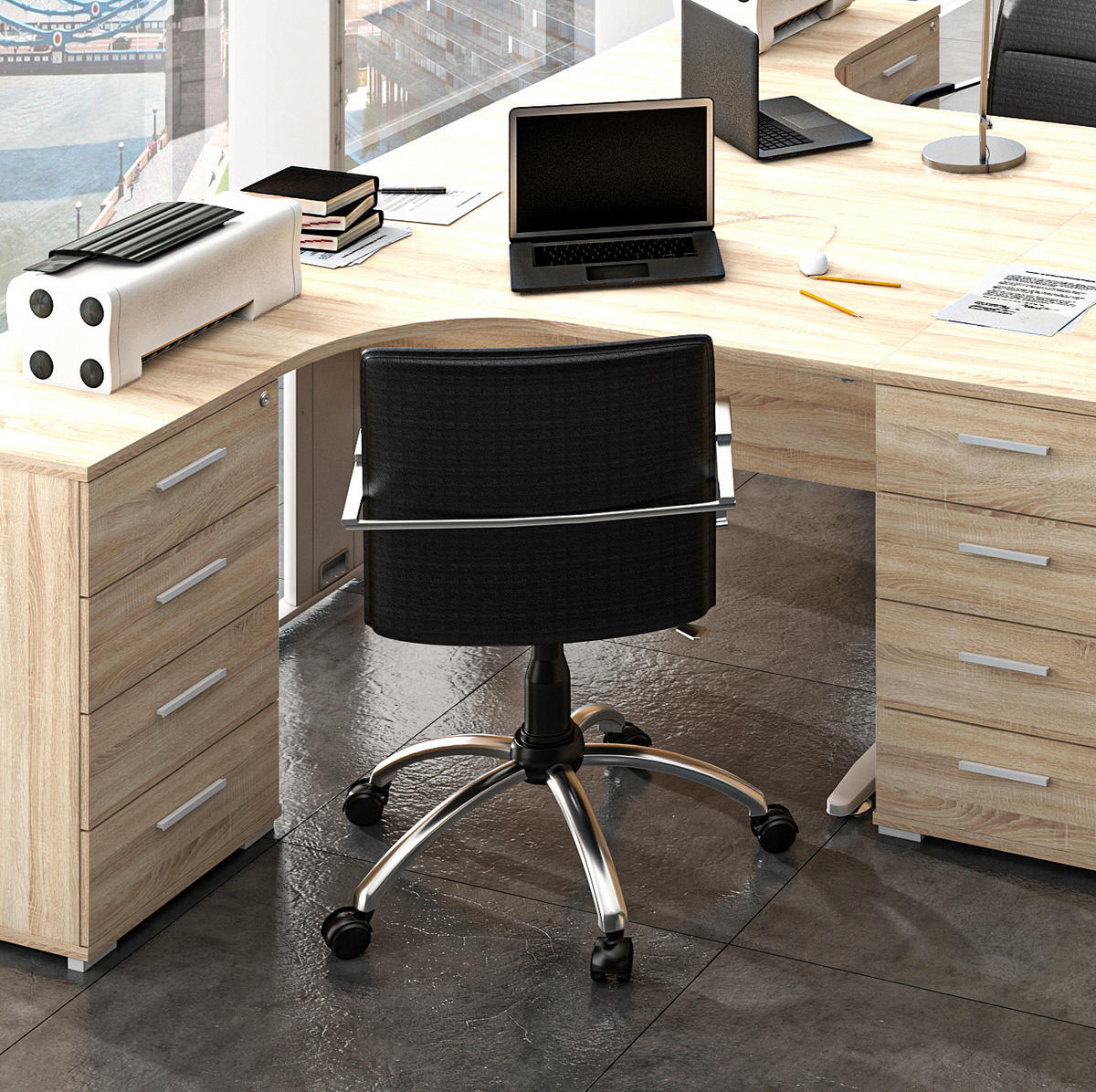 SCHREIBTISCH Optimal Sonoma Eiche hell 138 / 68-100 / 76cm - Braun, Holz/Holzwerkstoff (76/138/100cm) - Feldmann-Wohnen