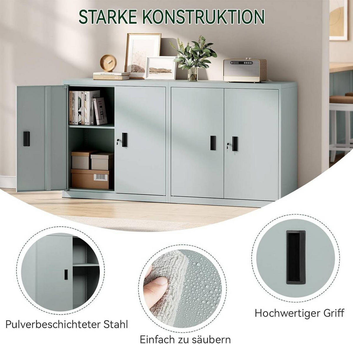 AKTENSCHRANK abschließbar, 90x92x40cm, Metall, Grau - Schwarz/Grau, Metall (90/92.5/40cm) - Woltu