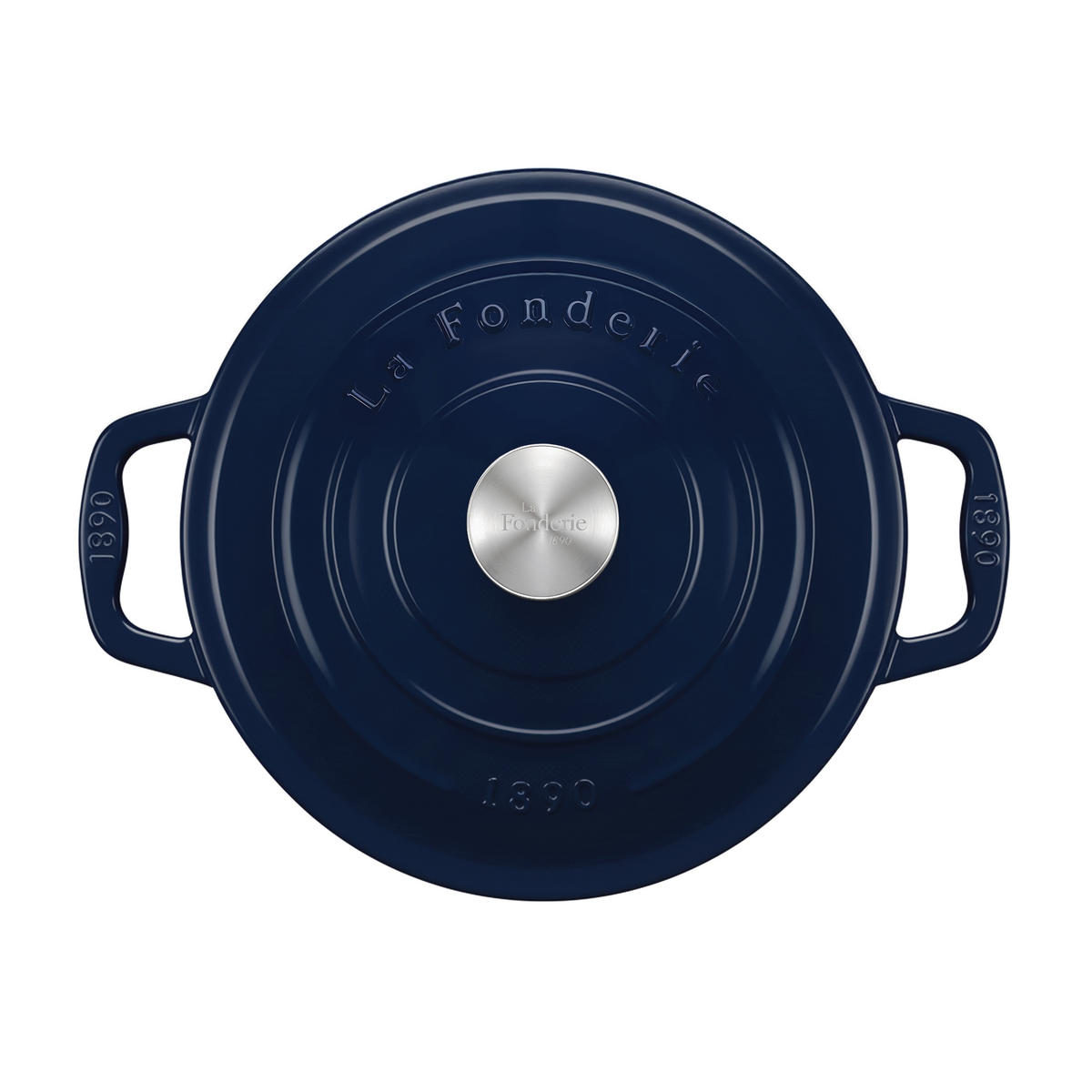 SCHMORTOPF ALMA22 Marineblau, Runder Schmortopf aus emailliertem, Gusseisen 22 cm, Fassungsvermögen 3,3 L - Schwarz, Metall (31.6/27.9/15.8cm) - La Fonderie 1890