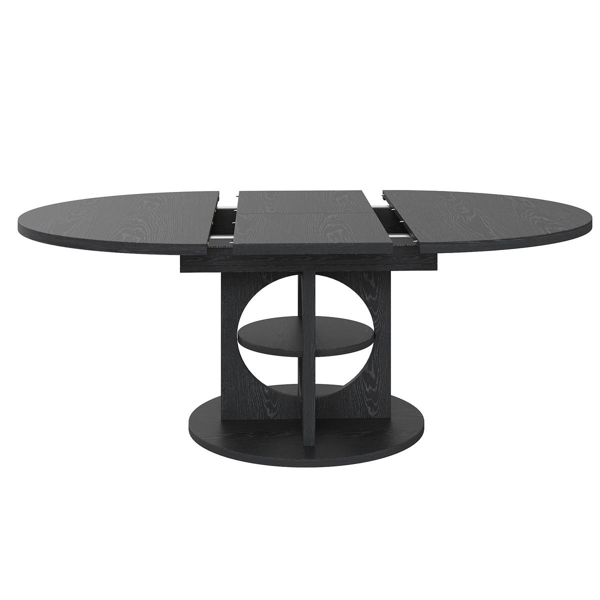 ESSTISCH in Holzoptik Ausziehbarer Küchentisch mit Stauraum, Multifunktionstisch für Küche und Wohnzimmer, 110–150cm - Schwarz, Holzwerkstoff/Metall (150/110/76cm) - STILVORA