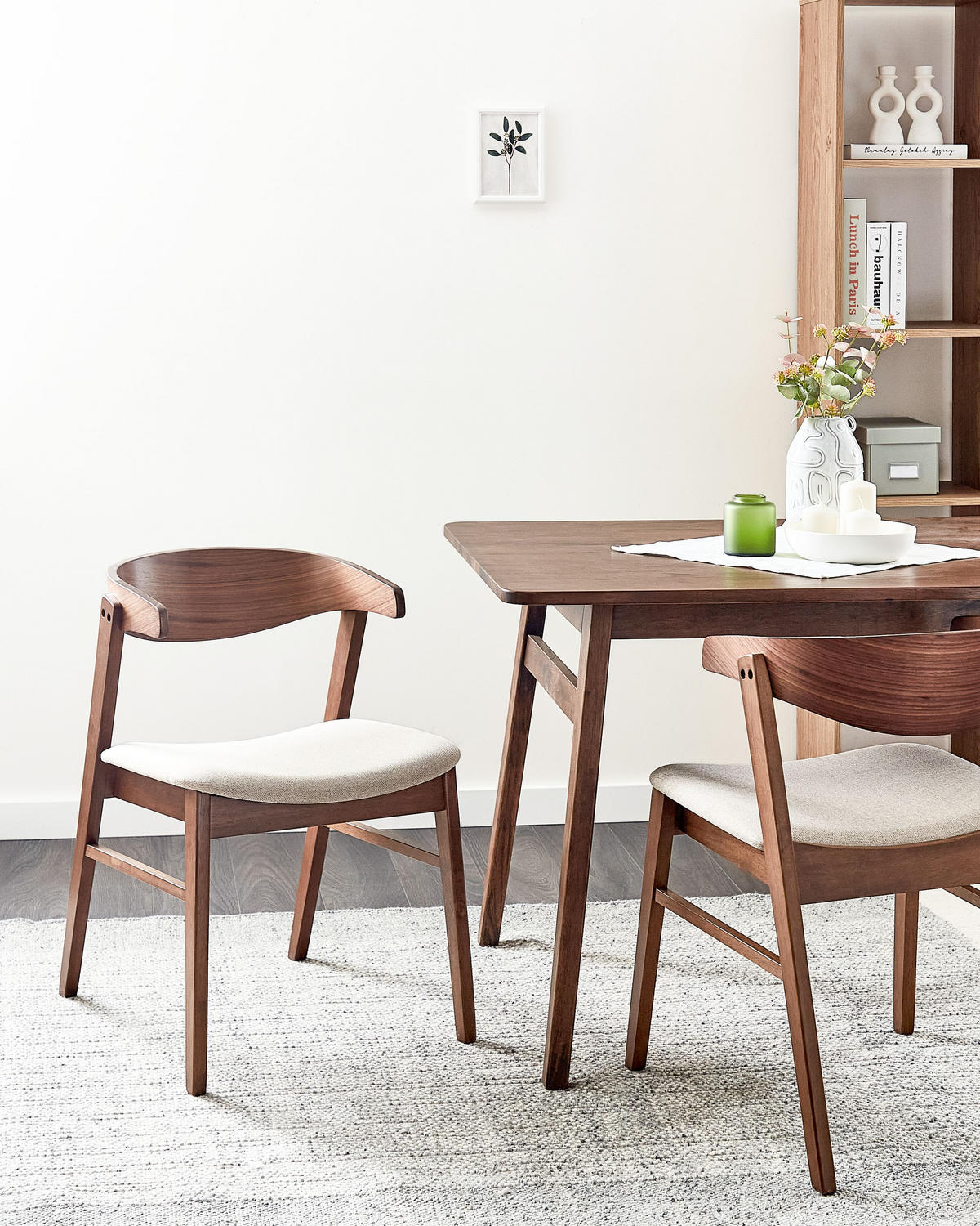 ESSZIMMERSTUHL 2er-Set Dunkelbraun Lilly - Beige/Dunkelbraun, Textil (49/73/59cm) - Beliani