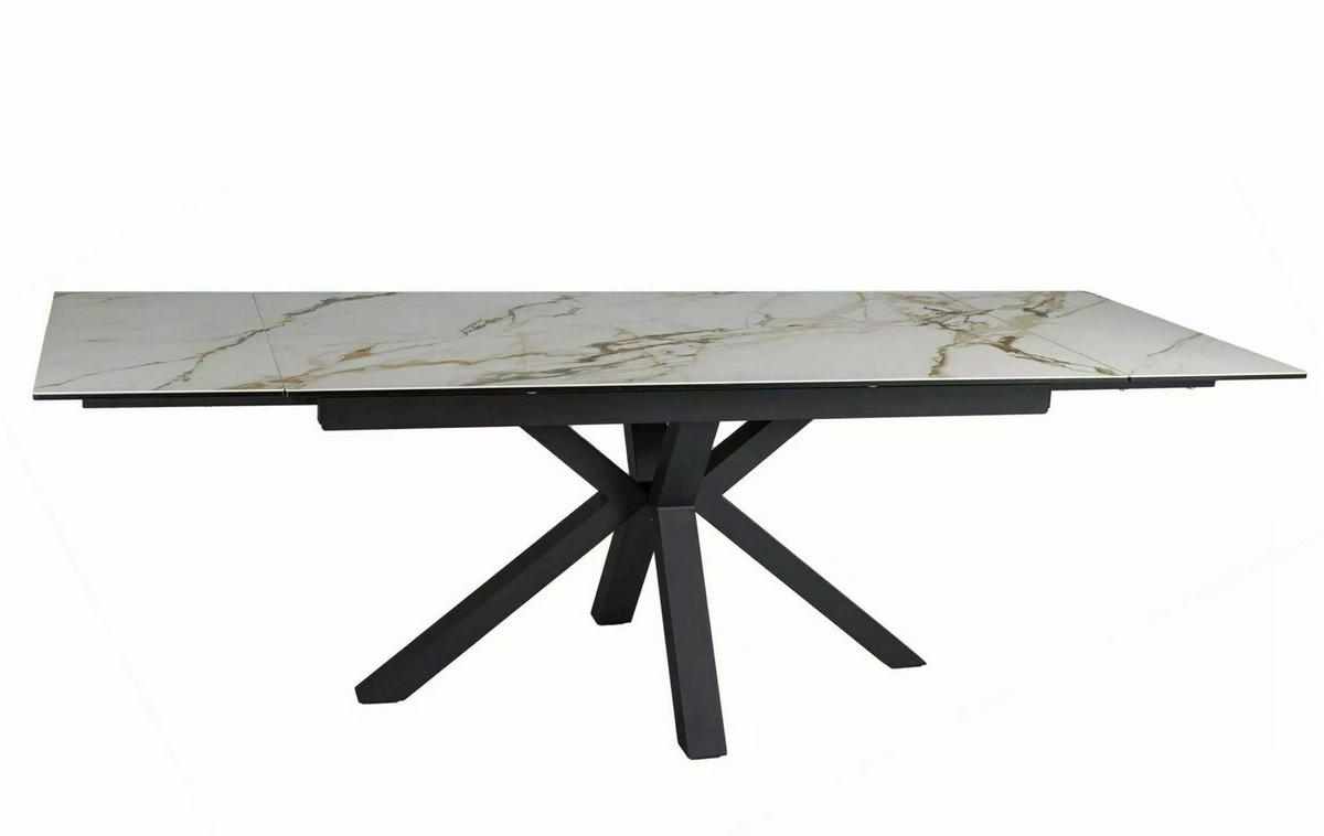 ESSTISCH Columbus Weiß Marmor / Schwarz Matt 160-240 / 90 / 76cm - Schwarz, Holz/Keramik (90/240/76cm) - Feldmann-Wohnen