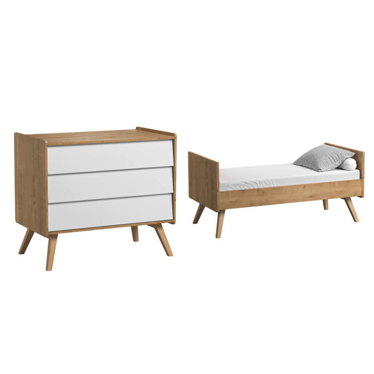SOBA ZA BEBE 2-dijelni drvo i bijela - bijela, drvni materijal (145/103/75cm) - Petits-meubles