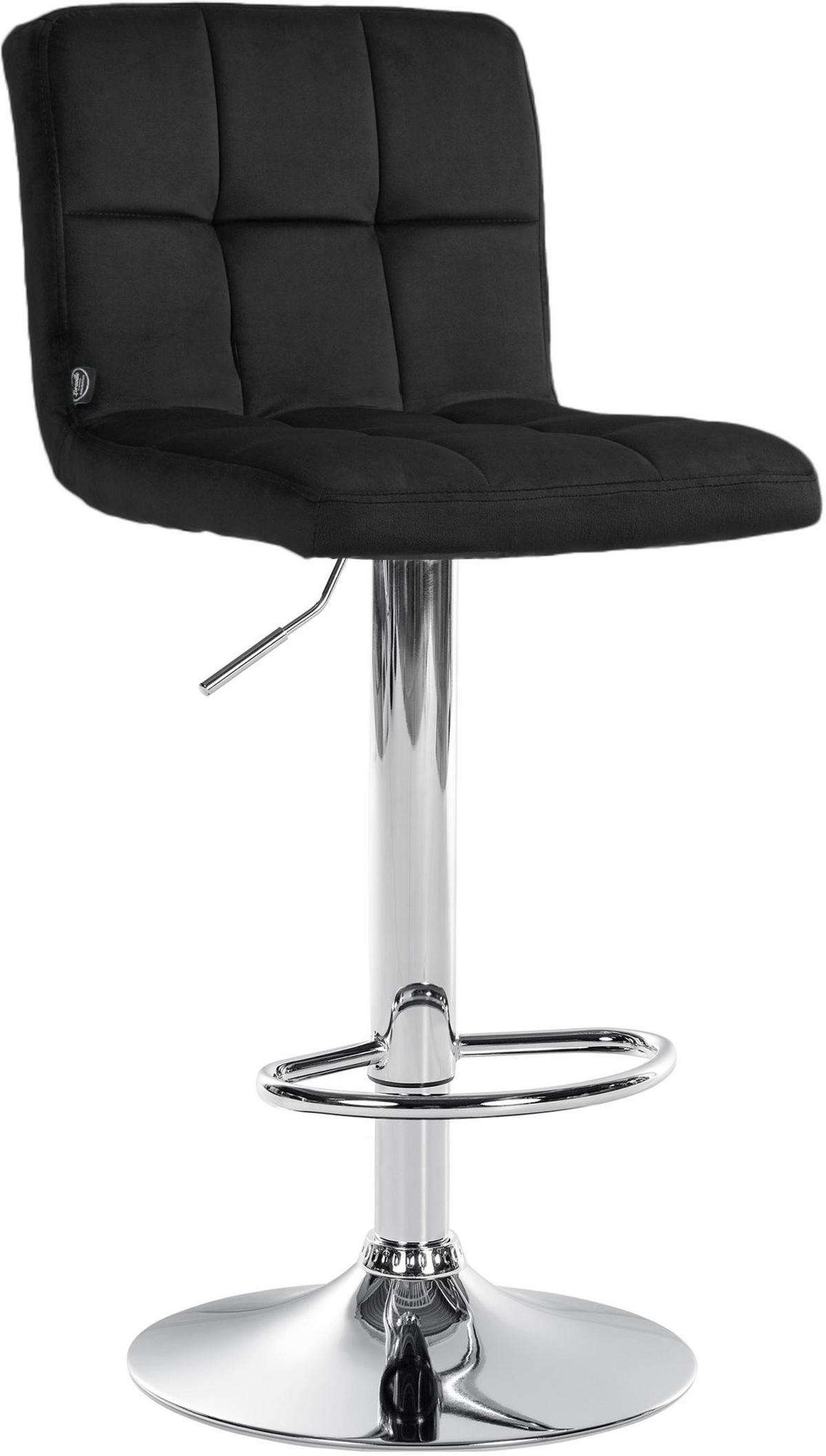 BARHOCKER Samt Schwarz - Chromfarben/Schwarz, Textil/Metall (46/94/47cm) - CLP