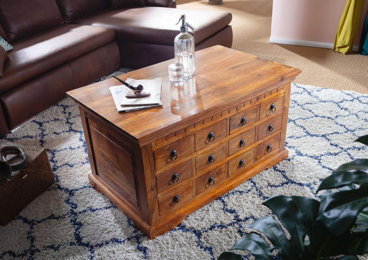 COUCHTISCH Akazie 100x60x54 honig lackiert OXFORD #0321 - Braun, Holz (100/60/54cm) - Massivmoebel24