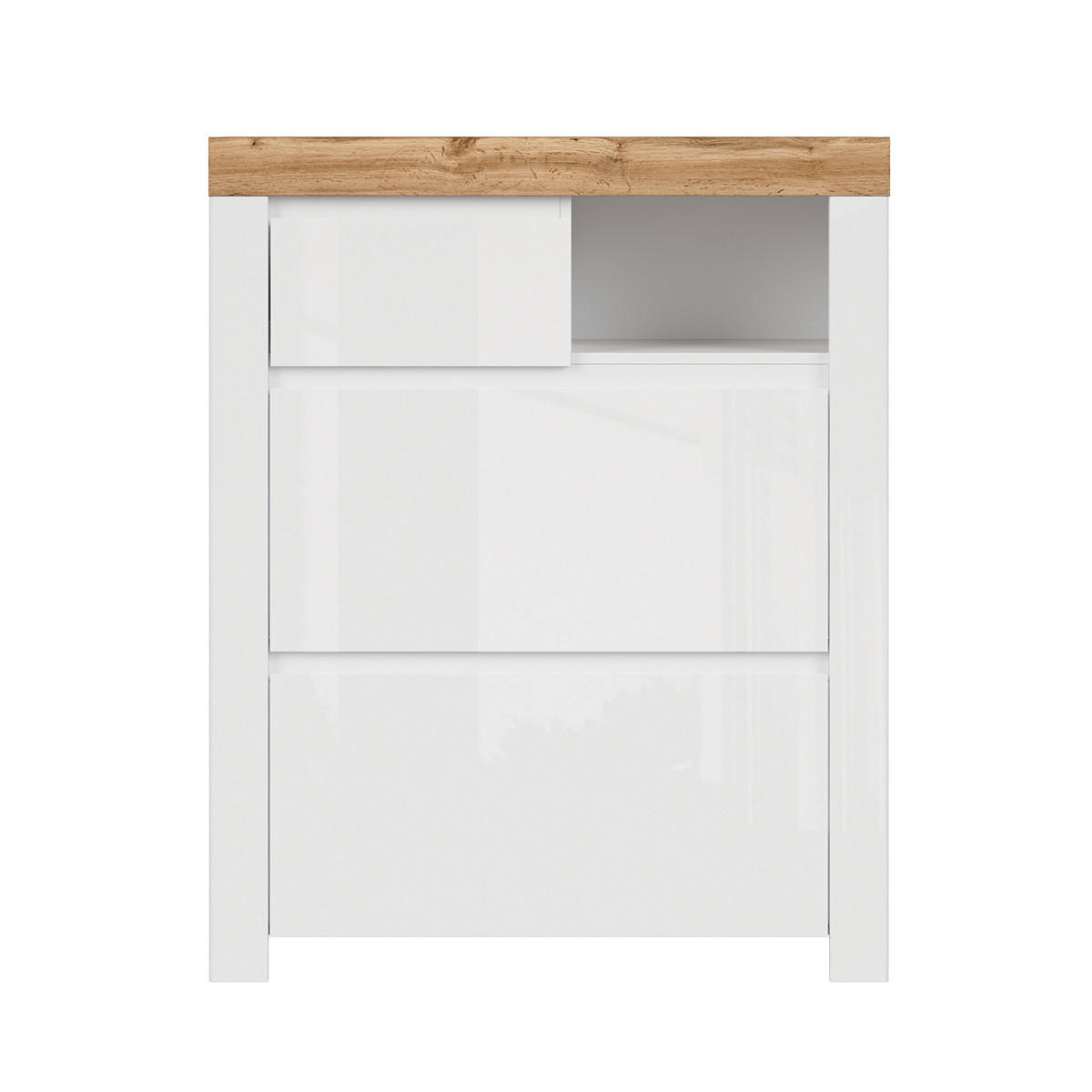 SCHUHMÖBEL Hella Weiß und Holz - Weiß, Holzwerkstoff (92/115/37cm) - Petits-meubles