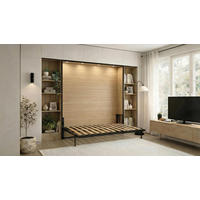 WANDBETT Morphy Classik Modulares SizeFlex- und TypeFlex-System - 200x160 Horizontal - Schwarz, Holz (200/160cm) - WallBedKing