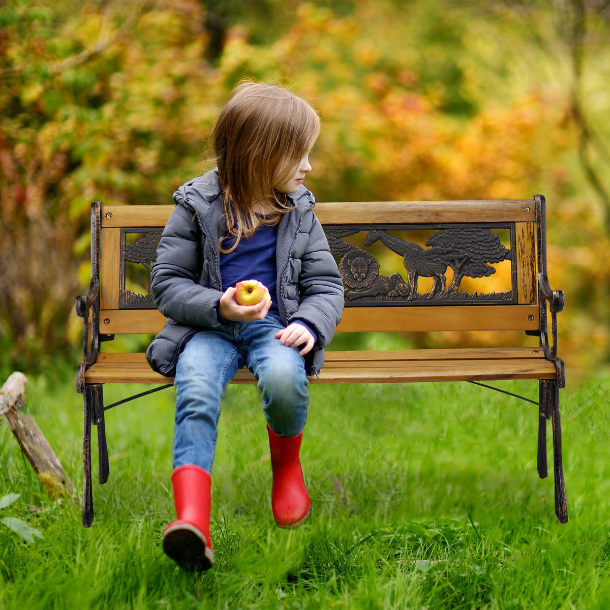 KINDER Gartenbank - Multicolor, Holz/Kunststoff (83/51/37cm) - Relaxdays