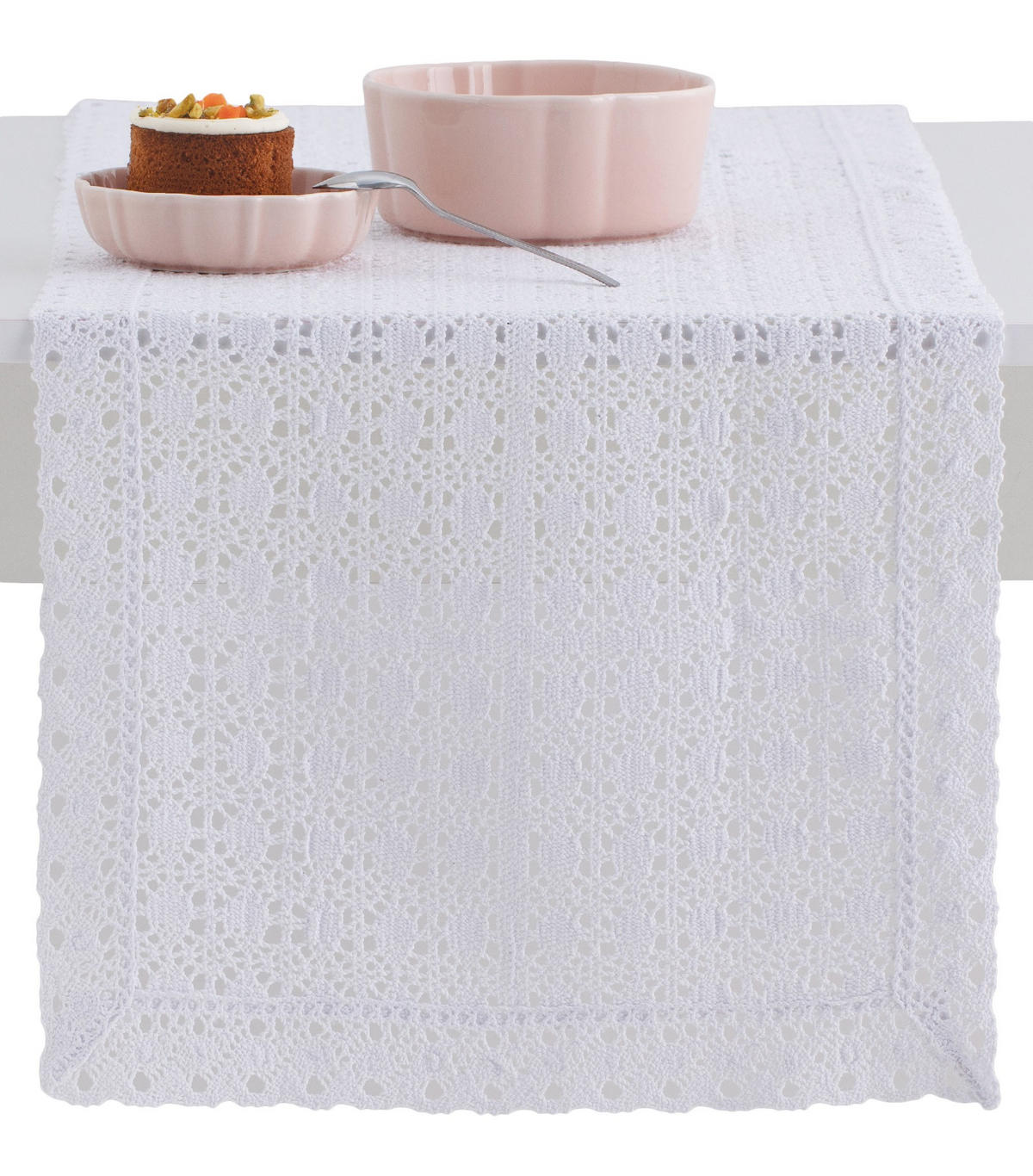 TISCHLÄUFER Folkelips 40x180cm, Weiß - Weiß, Textil (180/40/1cm) - home&you