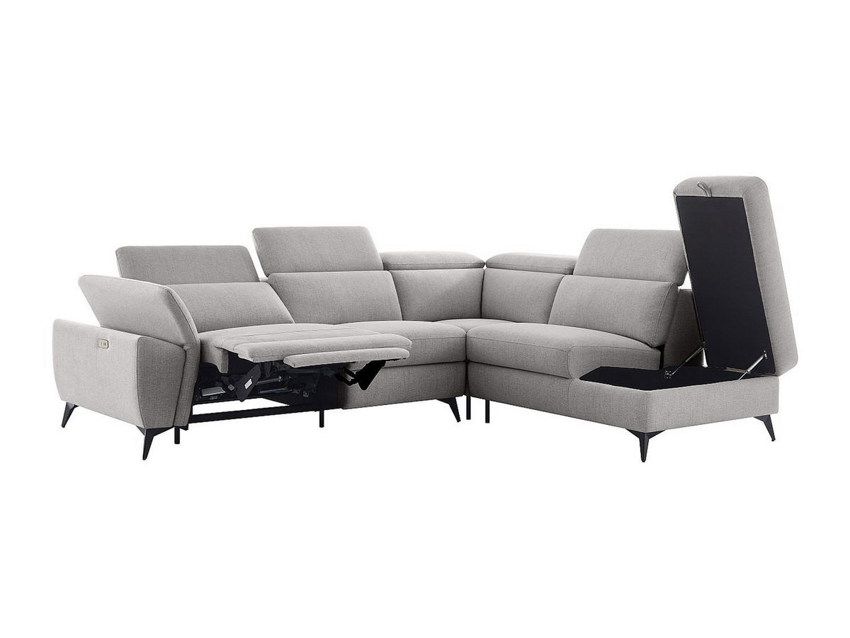 RELAXSOFA - 5 Personen - stoff - hellgrau Cadilo - Hellgrau, Textil/Metall (279/83/221cm) - Vente-Unique