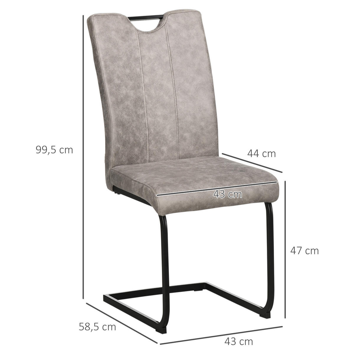 ESSZIMMERSTÜHLE 4er-Set DE-13200 Mikrofaser Grau - Braun, Metall (58.5/99.5/43cm) - ComfortXL