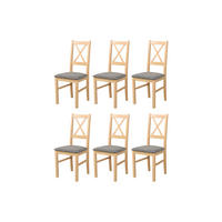 STUHL Nilo 10 (6er Set) - Birkefarben/Braun, Holz (43/94/40cm) - Leaf Design