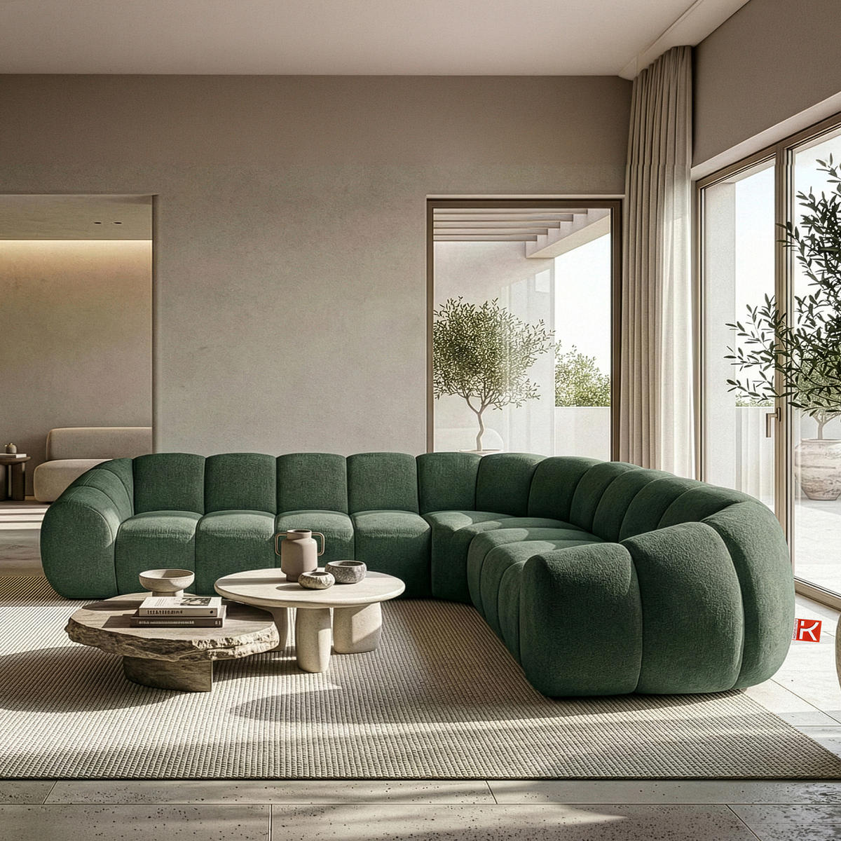 ECKSOFA RECHTS FLAVA, Dunkelgrün - Dunkelgrün, Holz/Holzwerkstoff (310/270cm) - KONSIMO®