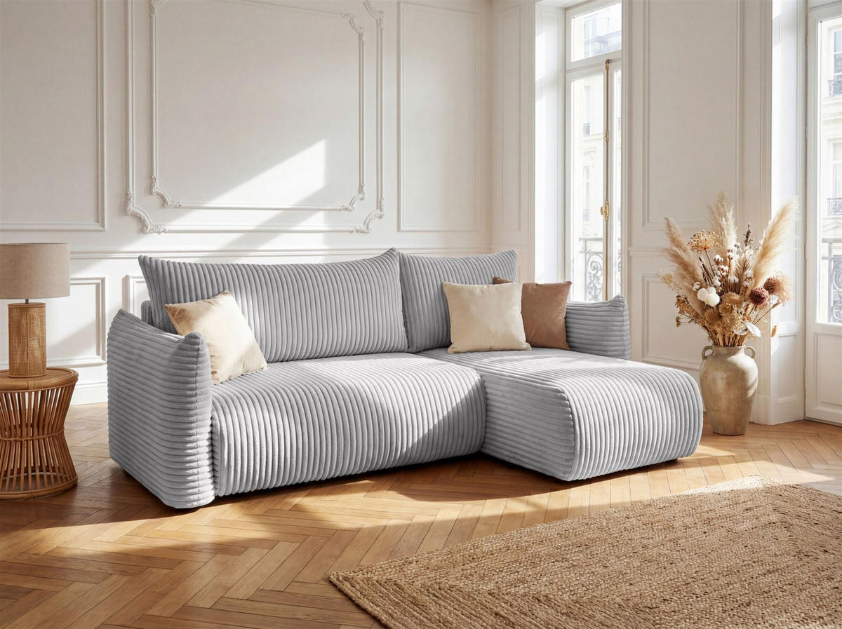 ECKSOFA Mailand Xs Mit Schlaffunktion - Grau, Holzwerkstoff/Textil (226/154cm) - Fun Möbel