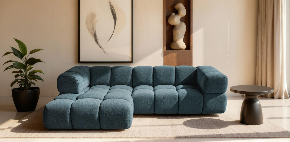 ECKSOFA Blanche In Puente - Türkis, Holzwerkstoff/Textil (280/150cm) - Fun Möbel