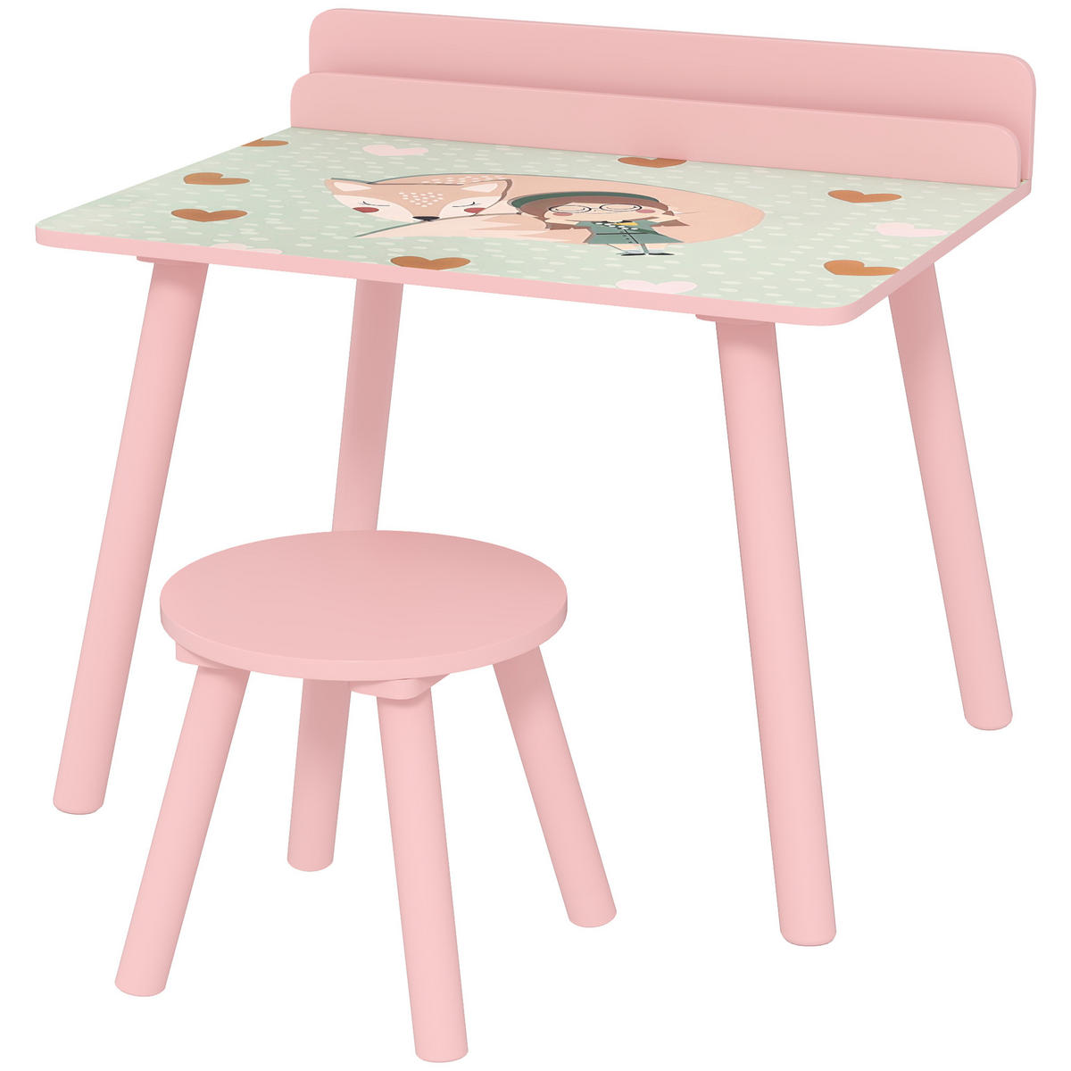 KINDERSITZGRUPPE DE-17522 integrierter Bücherhalter mit Bärenmotiv Rosa - Pink, Holzwerkstoff (48/53.5/60cm) - ComfortXL