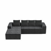 ECKSOFA Cord Grau Ohne Montage - Grau, Textil (261/168cm) - WISHDOR