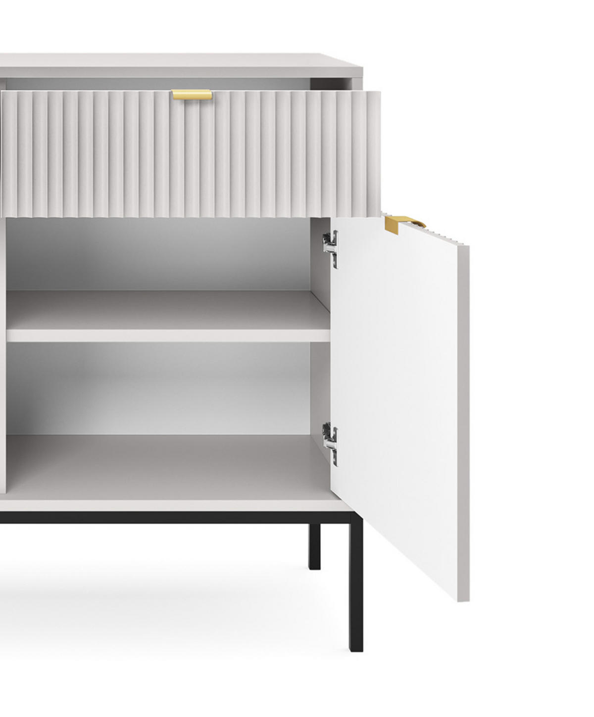 KOMMODE NOVA, Geriffelte Front, 2-Türen, 2-Schubladen 104x39x83 cm, Grau - Graphitfarben/Schwarz, Holzwerkstoff/Kunststoff (104/83/39cm) - DomoHome