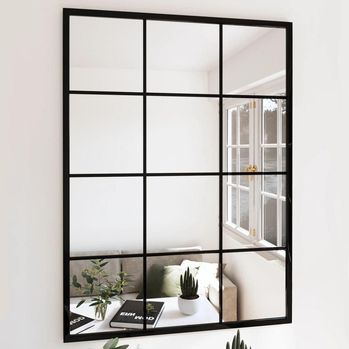 WANDSPIEGEL Schwarz 80x60 cm Metall - Schwarz, Metall (60/80/1cm) - furnicato