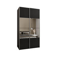 SCHWEBETÜRENSCHRANK 245,5/140/64 2-türig - Silberfarben/Schwarz, Holz/Metall (140/245/64cm) - Abiks Möbel