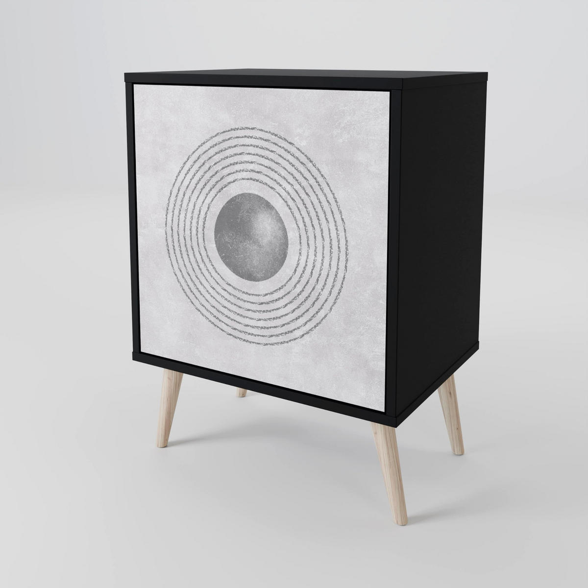 SIDEBOARD SOLID CIRCLES, Schwarz, 57,5x42x75,5 cm, Goldfarbene Metallfüße - Goldfarben/Multicolor, Holzwerkstoff/Metall (57.5/75.5/42cm) - SpaceRebels