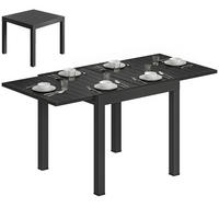 GARTENTISCH DE-14182 80-160 cm, Holzoptik Schwarz - Schwarz, Metall (160/80/75cm) - ComfortXL