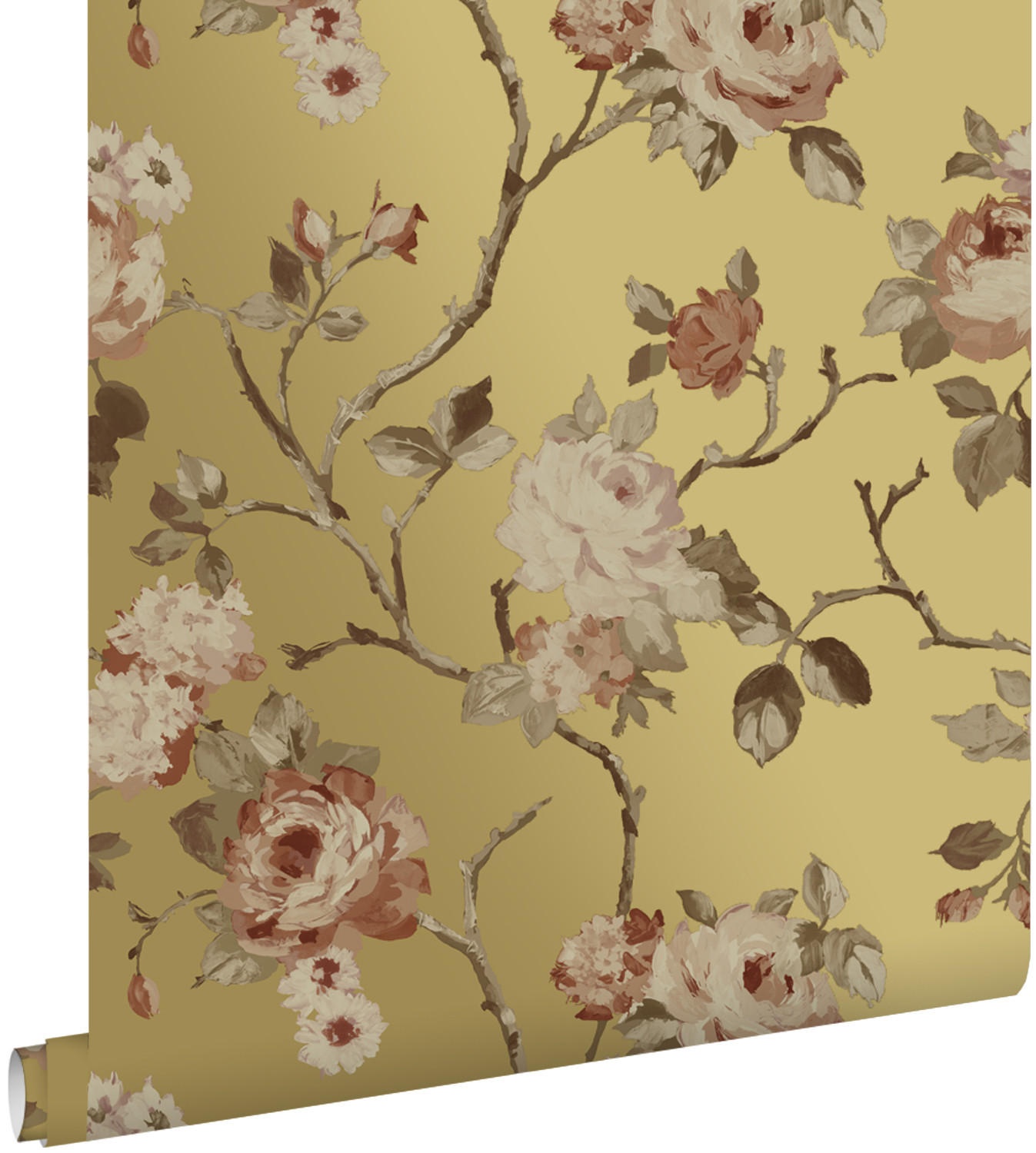 TAPETE Blumenmuster 53 cm x 10.05 m - Goldfarben, Papier (53/1000cm) - ESTAhome