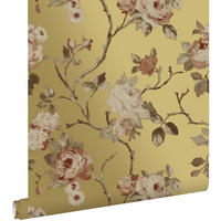 TAPETE Blumenmuster 53 cm x 10.05 m - Goldfarben, Papier (53/1000cm) - ESTAhome