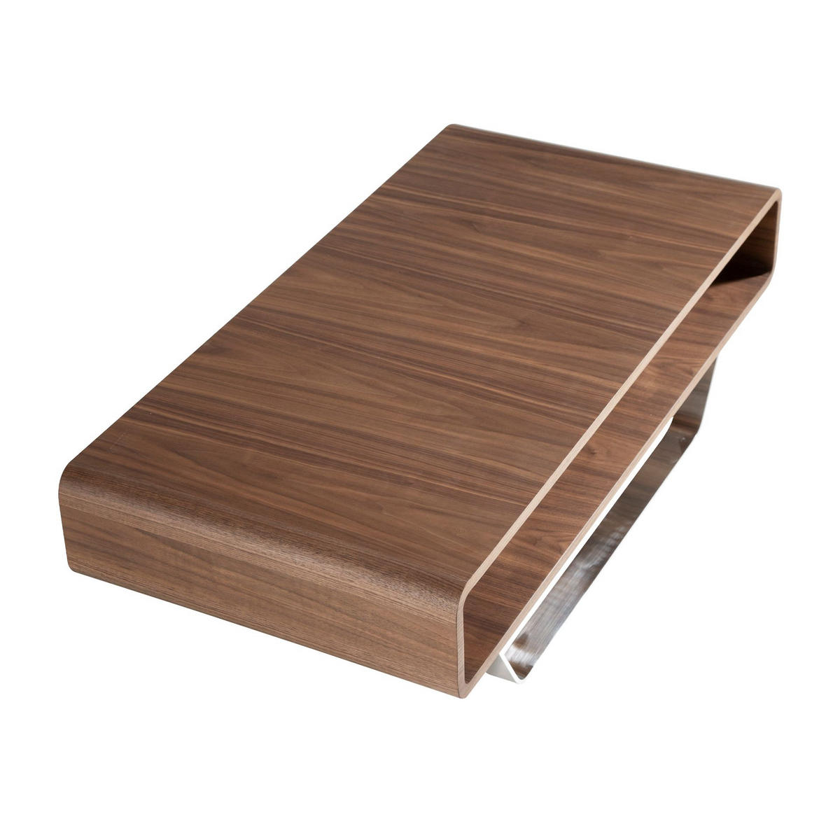 COUCHTISCH Rechteckiger Couchtisch Nussbaum und verchromter Stahl 120/60/36 cm - Edelstahlfarben/Nussbaumfarben, Holz/Metall (60/120/36cm) - ANGEL CERDA