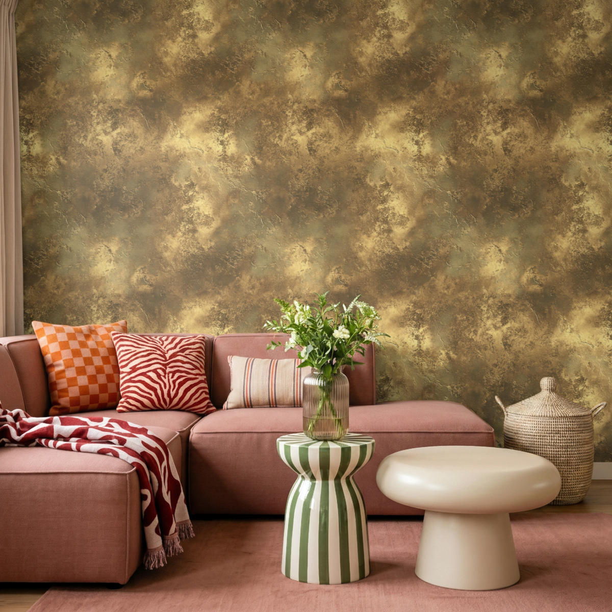 TAPETE - Antik - Metallic-Look - Gold - 280x200 cm - Messingfarben, Papier (280/200cm) - OnlyWow